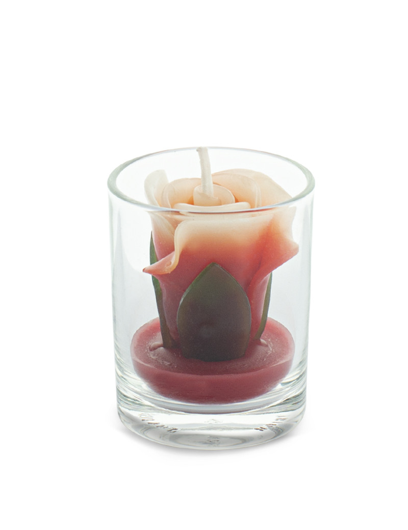 INNA-Glas Candela Votiva In Vetro Aurora, Rosa Chiaro, 8x6,8 Cm, 34 Ore, Made In Germany