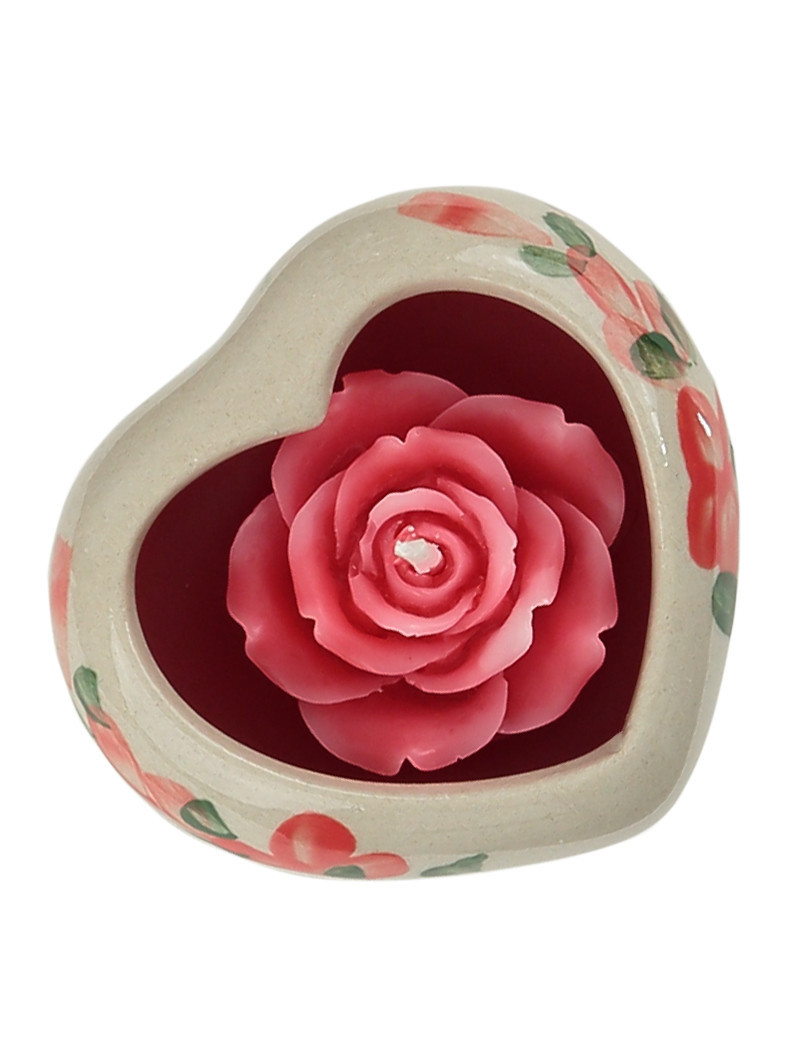 Candela Rosa Rossa, in ceramica Cuore Rosso, aroma Rosa Rossa